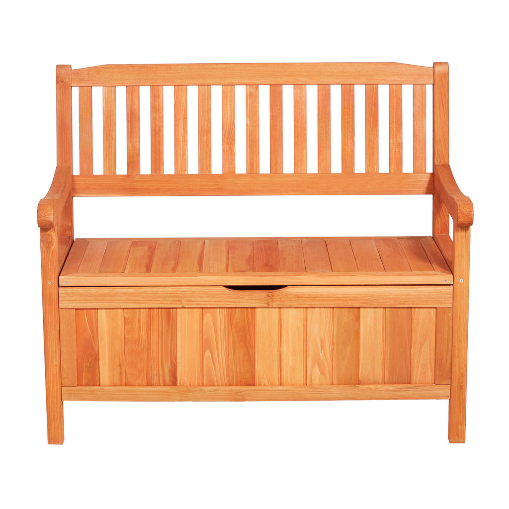 Outdoor Storage Bench, 2-Person Wooden Storage Bench, 33 Gallons Deck Box with Side Handle, Supports up to 705 lbs, Outdoor Seating & Porch Decor, for Patio Garden Balcony Yard