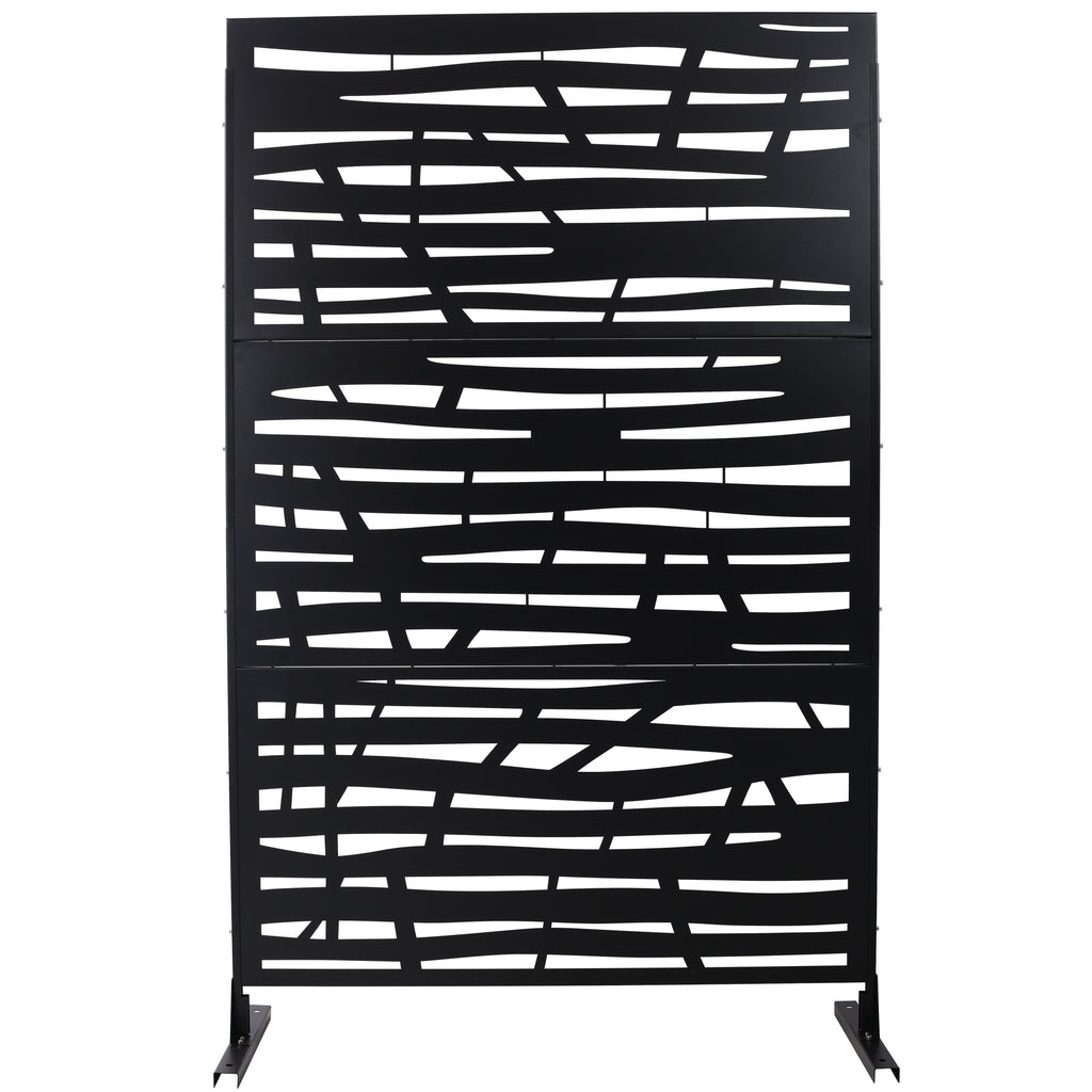 Outdoor & Indoor Privacy Screen Metal Privacy Screen 76' H×48' W, Freestanding Decorative Privacy Screen for Deck Balcony Patio, Privacy Fence Panels for Outside Lawn Garden PS109 BLACK