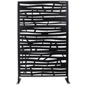 Outdoor & Indoor Privacy Screen Metal Privacy Screen 76' H×48' W, Freestanding Decorative Privacy Screen for Deck Balcony Patio, Privacy Fence Panels for Outside Lawn Garden PS109 BLACK