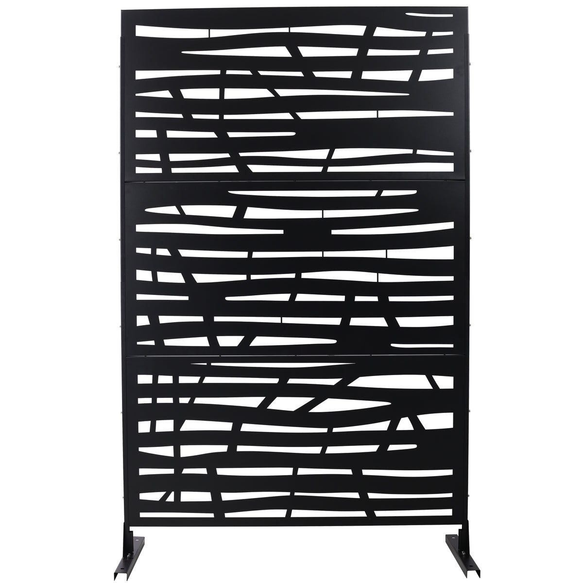 Outdoor & Indoor Privacy Screen Metal Privacy Screen 76' H×48' W, Freestanding Decorative Privacy Screen for Deck Balcony Patio, Privacy Fence Panels for Outside Lawn Garden PS109 BLACK