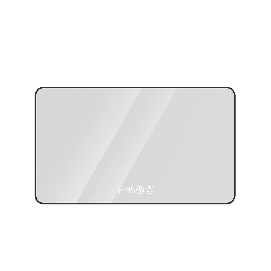 Black Frame Wall Mirror 29x39 with Rounded Corners, Temperature Display, Tri-Color Light, Defogging, High-Quality Aluminum Alloy Frame, HD Tempered Glass