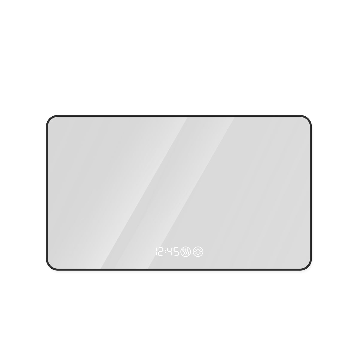 Black Frame Wall Mirror 29x39 with Rounded Corners, Temperature Display, Tri-Color Light, Defogging, High-Quality Aluminum Alloy Frame, HD Tempered Glass