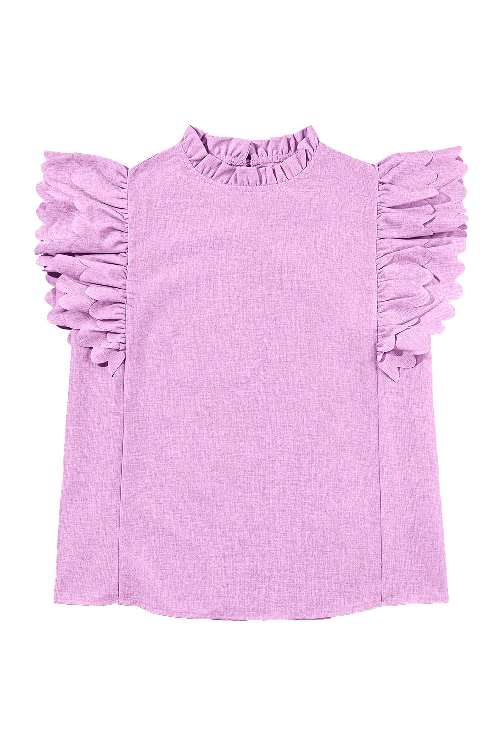 Bright Pink Solid Scalloped Ruffle Sleeve Blouse - Eloy Royal