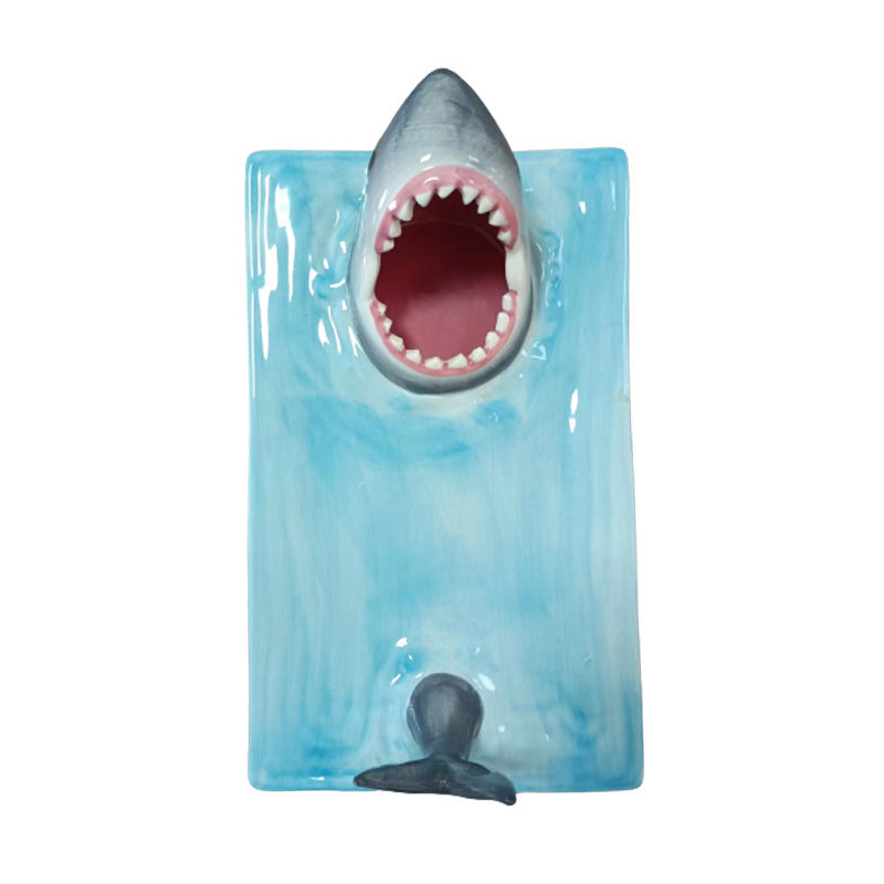 Internet Celebrity Seaside Shark Ceramic Plate Dumpling Plate Meal Kitchen Decoration Sushi Plate Beautiful Tableware