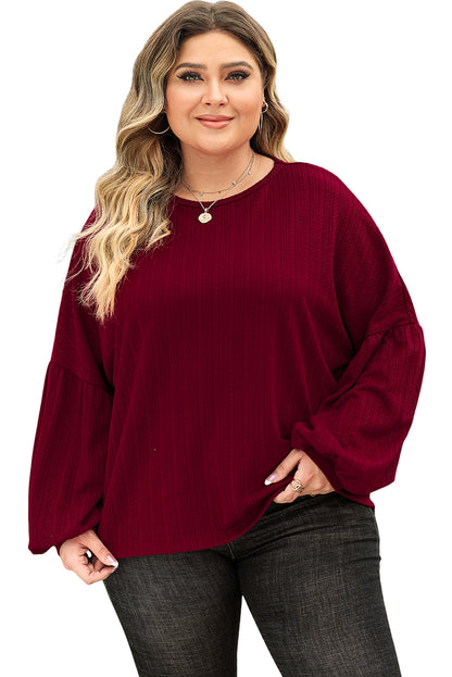 Ruby Plus Size Balloon Sleeve Textured Knit Top - Eloy Royal