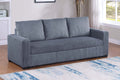Convertible Sleeper Sofa Pull Out Bed Plastic Legs Cushion Back Square Arms Convenient Handles Dark Gray Finish Primary Living Room