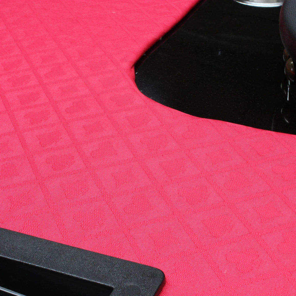 96-Inch Oval Game Table for Card Games, Upholstered Felt Surface with Cup Holders, Red - Eloy Royal