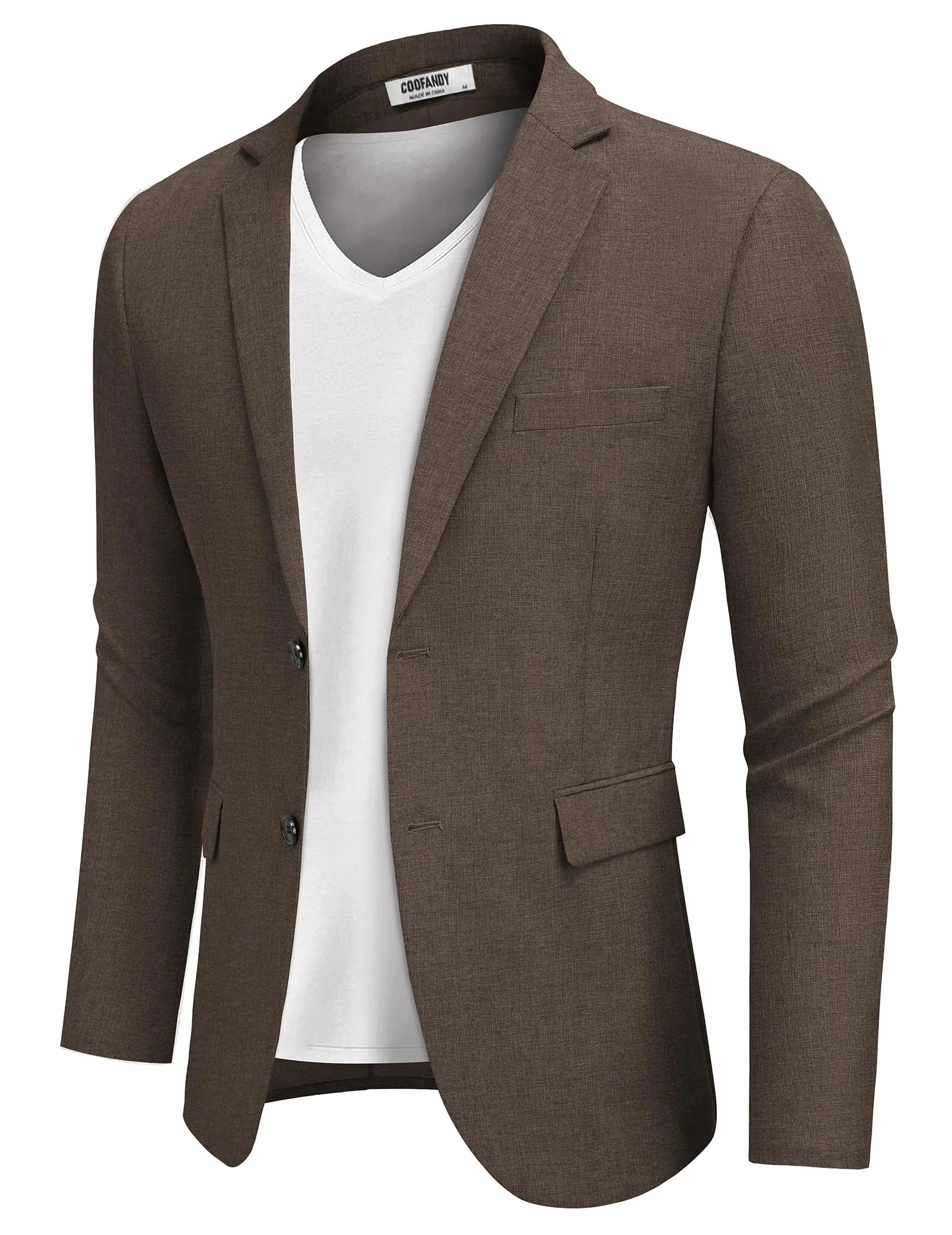 COOFANDY Blazer Jacket for Men Two Button Sport Coat Slim Fit Casual Suit Blazers Brown XXL