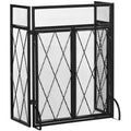3-Panel Folding Fireplace Screen for Wood Burning with Double Doors, Home Heavy Duty Steel Fire Spark Guard, 47.25' x 31', Black