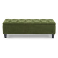 Ottoman Bench with Storage, Green Boucle Surface, Rubber Wood Legs, 300 lbs Capacity