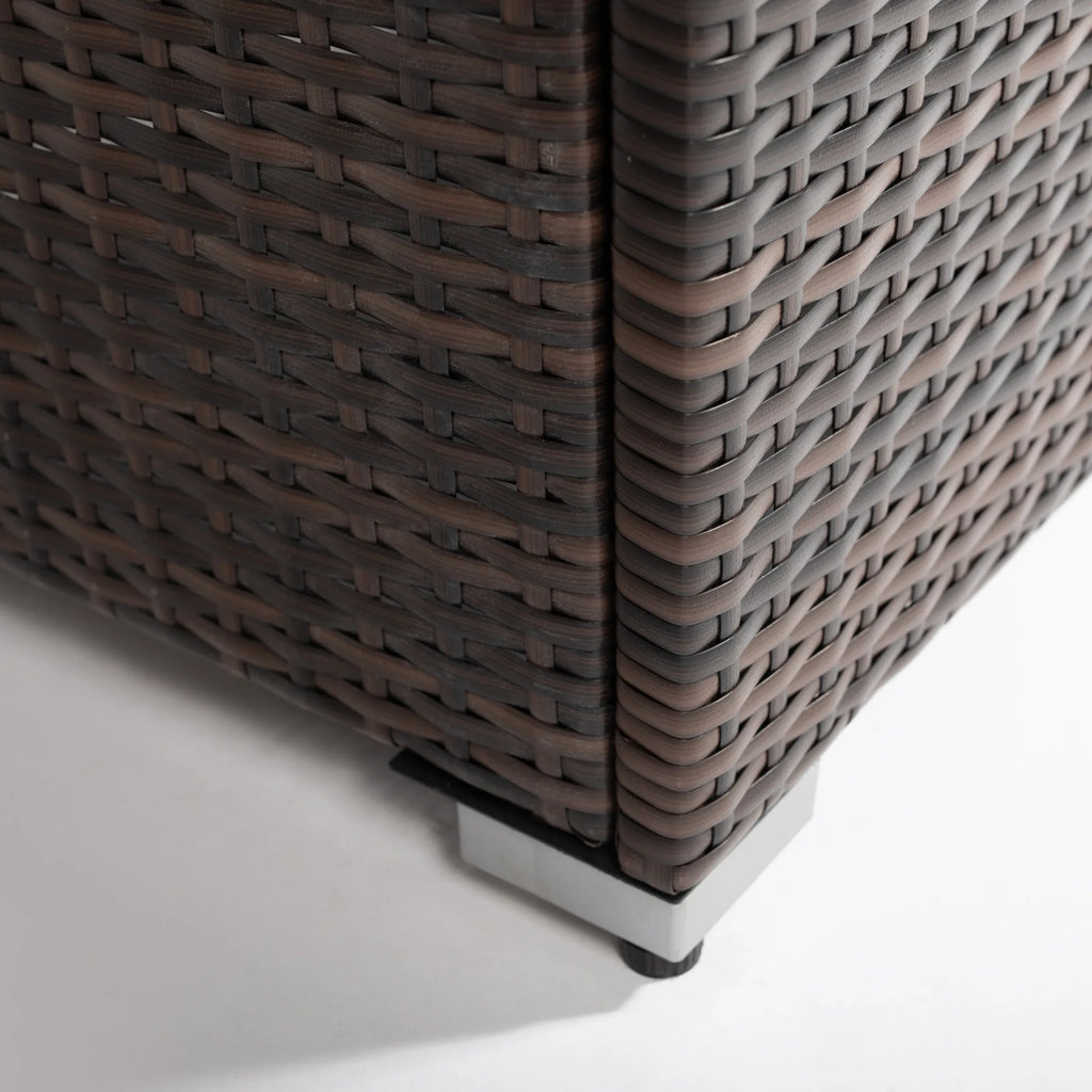 44' Propane Gas Fire Pit Table, 50000 BTU Rectangular Fire Pit, Tile Tabletop with Beautiful Wicker Base for Outside Patio Deck Garden Courtyard-Brown - Eloy Royal