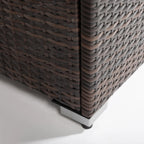 44' Propane Gas Fire Pit Table, 50000 BTU Rectangular Fire Pit, Tile Tabletop with Beautiful Wicker Base for Outside Patio Deck Garden Courtyard-Brown - Eloy Royal