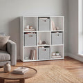 Lena 9-Cube Storage Organizer Bookcase with Display Shelves and 4 Cloth Boxes, for Living Room, Office & Bedroom