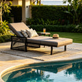 Black Mix Black Rope Outdoor Chaise Lounge, 4' Thick 3-Fold Dark Grey Water Resistant Cushion, 5-Position Adjustable Recliner, 400 LBS Capacity for Patio Pool Backyard