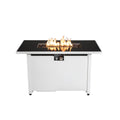 Modern Outdoor 43' Metal Rectangular Fire Pit Table with Adjustable Flame Control in White