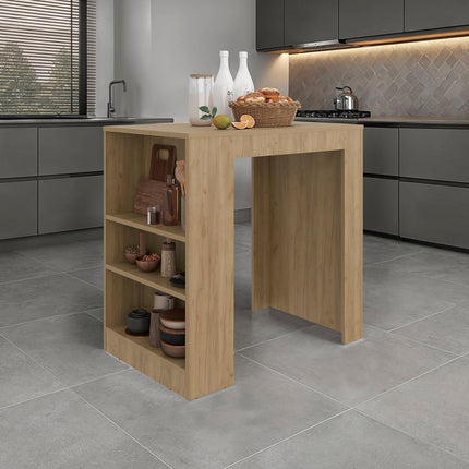 Natural Oak Kitchen Island and Counter Height Table Top with Shelf