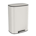 13 Gallon 50L Kitchen Foot Pedal Operated Soft Close Trash Can - Stainless Steel Ellipse Bustbin - White