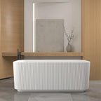 59'Rectangle Linear Acrylic Freestanding Bathtub Stand Alone Soaker Tub, Glossy White Acrylic, POP-UP Chrome Drain, cUPC Certified, - Eloy Royal