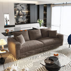 82.7 'Plush Corduroy 3-Seat Sofa,Modern Comfy Upholstered Sofa Cloud Couch,Deep Seat Couches with Soft Pillows and 1 Ottomans,Convertible Sofa Lounge Chair,Camel - Eloy Royal