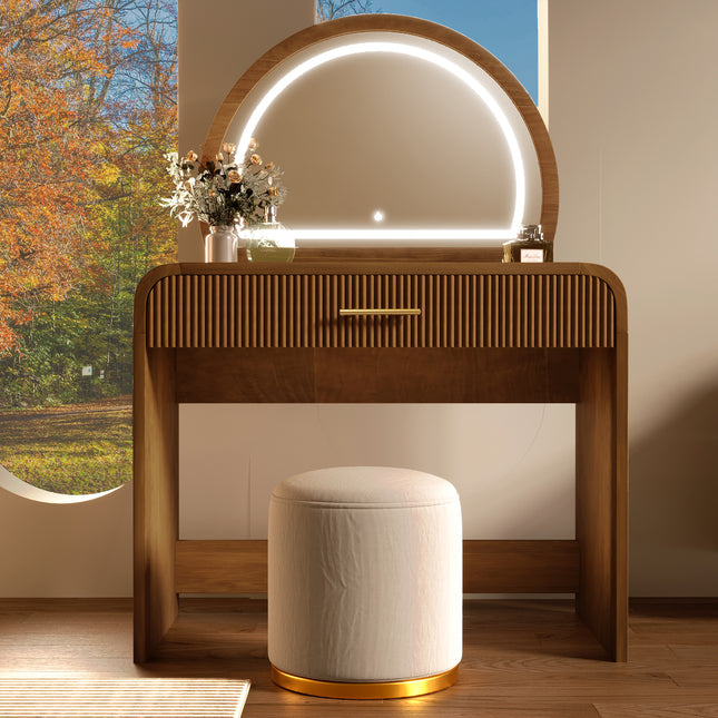 39 in Makeup Vanity Table with Mirror with Espresso