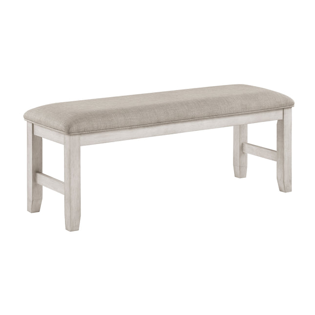 Modern Farmhouse Dining Bench Antique White Finish Upholstered Seat Wooden Furniture 1pc