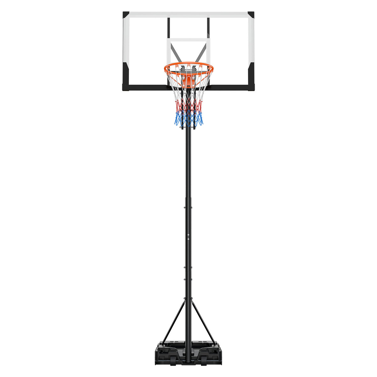 Portable Basketball Stand, 5.25 to 10 ft Height Adjustment Basketball Hoop & Goal, Portable Basketballs Hoop with 48 inch PC Backboard & Wheels for Kids, Teens, Adults in Driveways, Pools