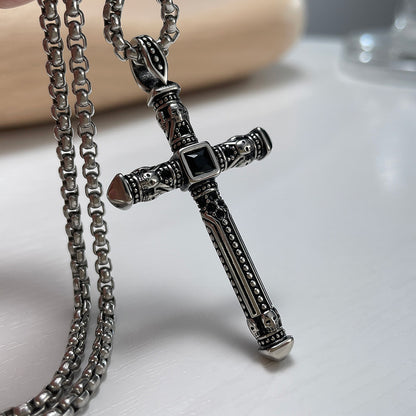 Vintage Cross Titanium Steel Pendant Necklace