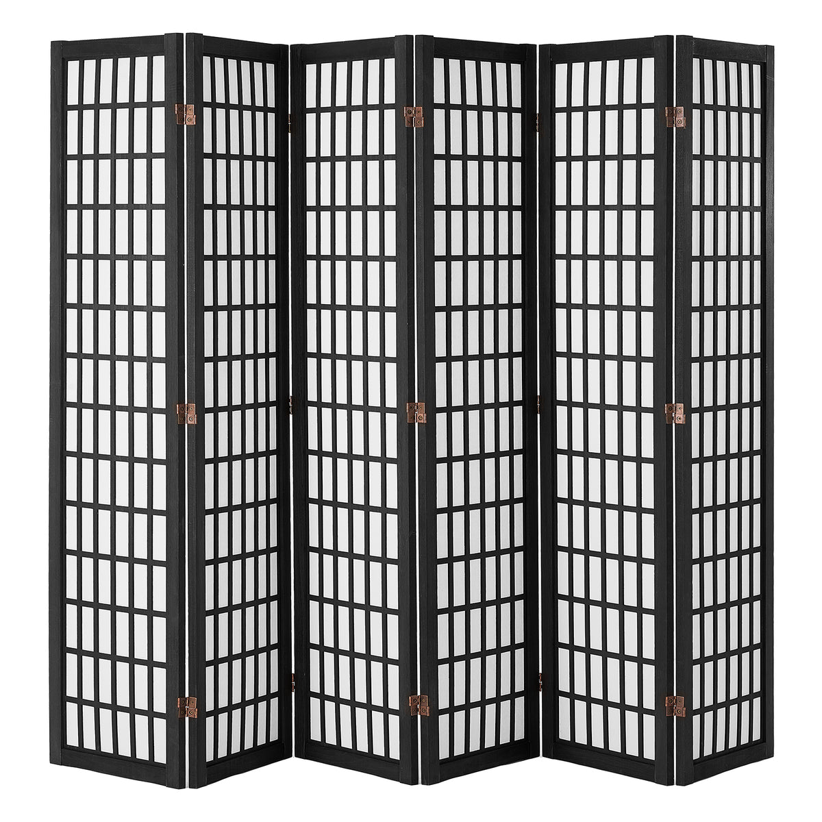 Room Divider, 6 Panel Japanese Room Divider, Folding Privacy Screen Indoor, Portable Partition Dividers and Decoration Screens, for Room Separation, Home, Office, Restaurant & Bedroom (Black)