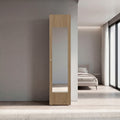 Natural Oak Storage Cabinet with Mirror