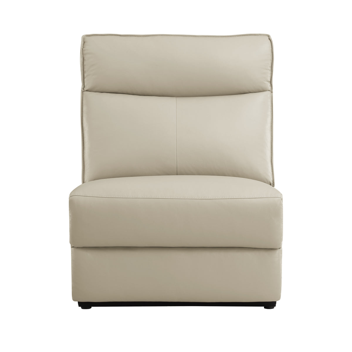 Armless Chair Leather Taupe