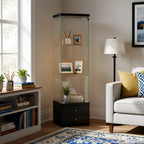 American-Style Non-Lit Glass Display Cabinet (0.2' Tempered Glass) – Soft-Close Drawer Slides  3 Adjustable Shelves, Ideal for Display & Storage