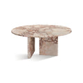 Diamond Pink Natural Marble Coffee Table with Polished Surface for Living Room, Ø27.6 h12.6 Inch, Genuine Stone