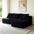 96' Cloud Sectional Couch with L-Shape Chaise,Modern Modular Sofa with Deep Seat, Upholstered Couches for Living Room Bedroom,No Assembly Required and Cup holde, (Plush Fabric),Black
