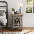 Antique Grey Wood Nightstand