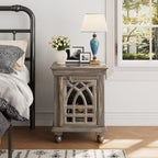 Antique Grey Wood Nightstand