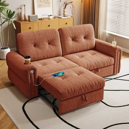 It is a multi-functional sofa, a 77-inch convertible sofa bed, and a 2-in-1 piece suitable for both sitting and lying down. Made of Sheneyron fabric, it is suitable for living rooms, bedrooms