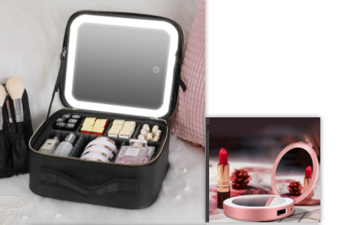 Smart LED Cosmetic Case With Mirror Cosmetic Bag Large Capacity Fashion Portable Storage Bag Travel Makeup Bags - Eloy Royal