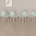 A set of 4 dining chairs, modern kitchen dining chair, linen padded chairs, and sturdy white metal leg decorated dining chairs. Fabric dining chair (light green)