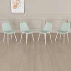 A set of 4 dining chairs, modern kitchen dining chair, linen padded chairs, and sturdy white metal leg decorated dining chairs. Fabric dining chair (light green)
