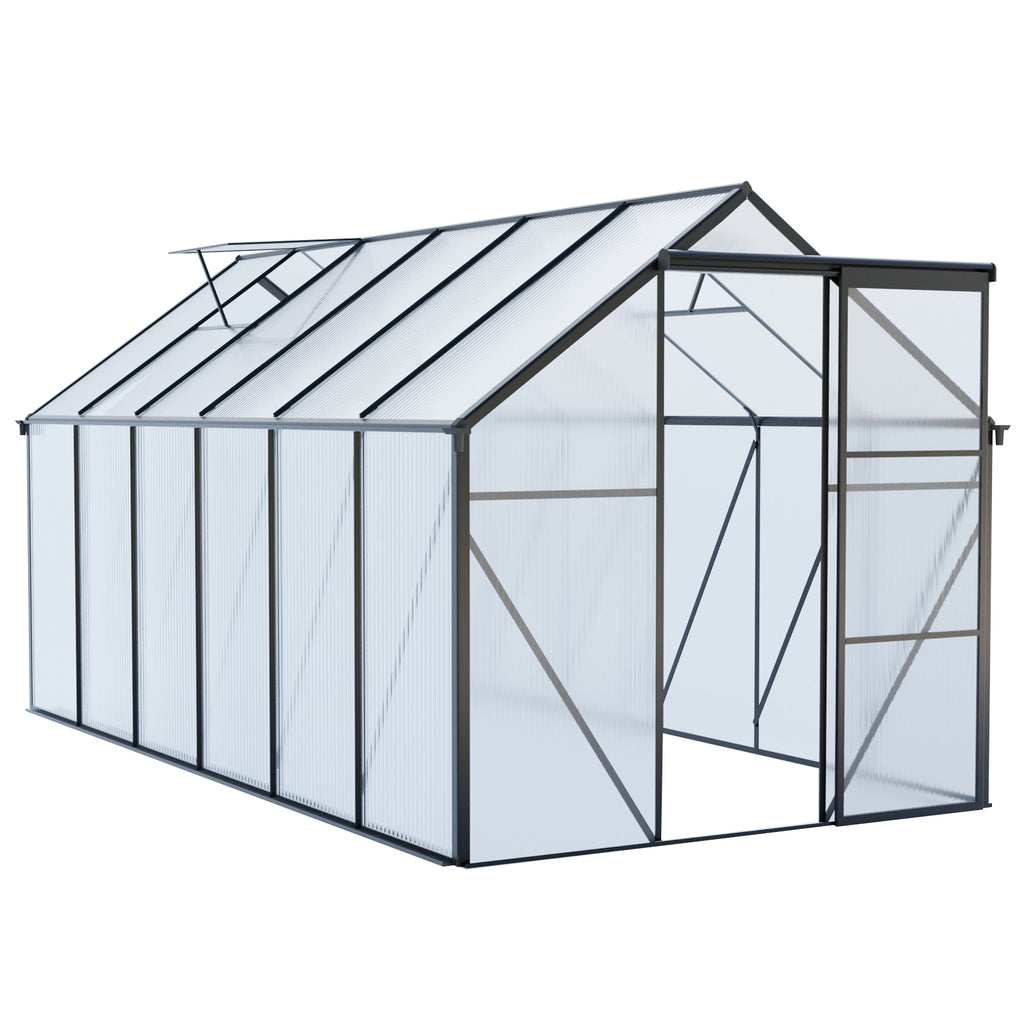Heavy Duty Black Polycarbonate Greenhouse with Raised Base and Anchor, 6x12 FT, Aluminum Frame