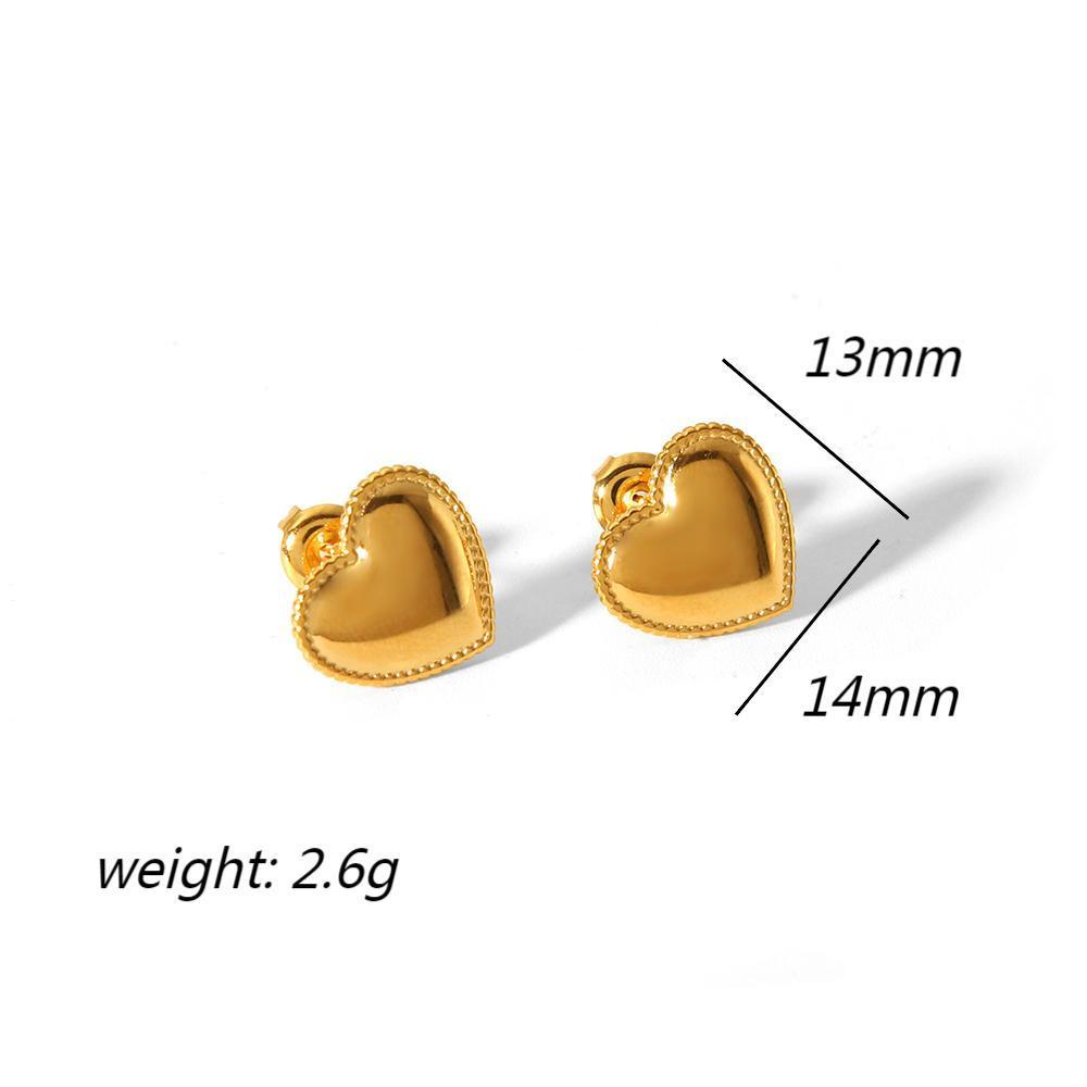 Eardrops Love Heart Titanium Steel Ear Studs 18K Gold Does Not Fade