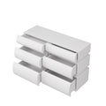 Modern White Handleless 6-Drawer Dresser with Wide Storage, MDF Chest of Drawers in White, 43.31 x 15.75 x 29.53 Inches