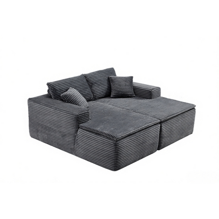73.4' Modern Corduroy 2-Seater Recliner Sofa, Upholstered Lounge Sofa Bed with Seat Cushion