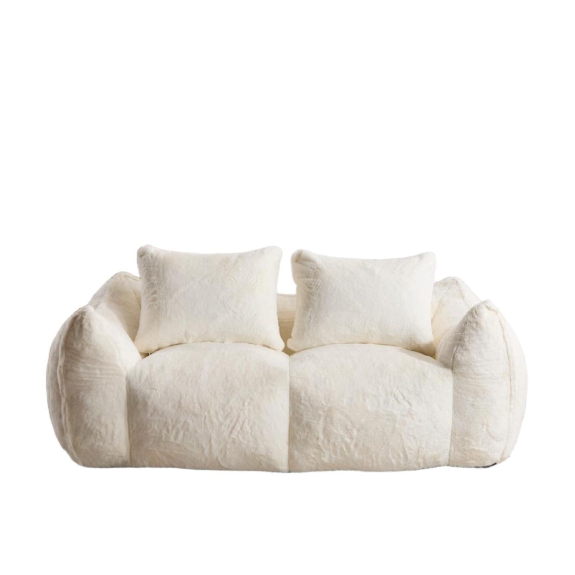 Giant Bean Bag Couch for Adults, Ultra Soft Fluffy Loveseat Bean Bag Sofa, Oversized Chase Lounge Chair Indoor for Living Room Bedroom, No Assembly Required Cozy Reading Chair with Pillows, White