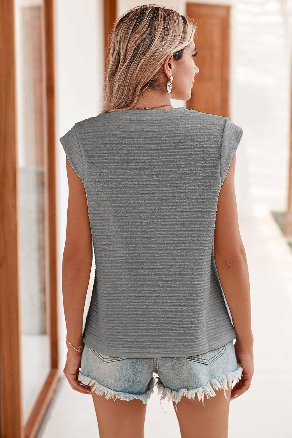 Dark Green Casual Solid Color Textured Sleeveless Shirt - Eloy Royal