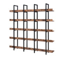 Vintage Industrial 5-Tier Bookcase with Metal Frame, Brown MDF Board Shelf, 70.9in H