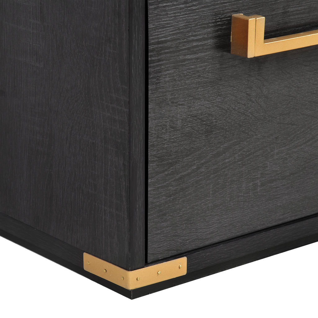 Sheridan Metal-Trim Executive Desk, Black and Gold, 70 in