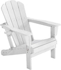 Adirondack Chair, Plastic Adirondack Chairs, HDPE Adirondack Chair, Folding Adirondack Chairs,Outdoor Chairs with Cup Holder for Lawn Patio Deck Fire Pit -White