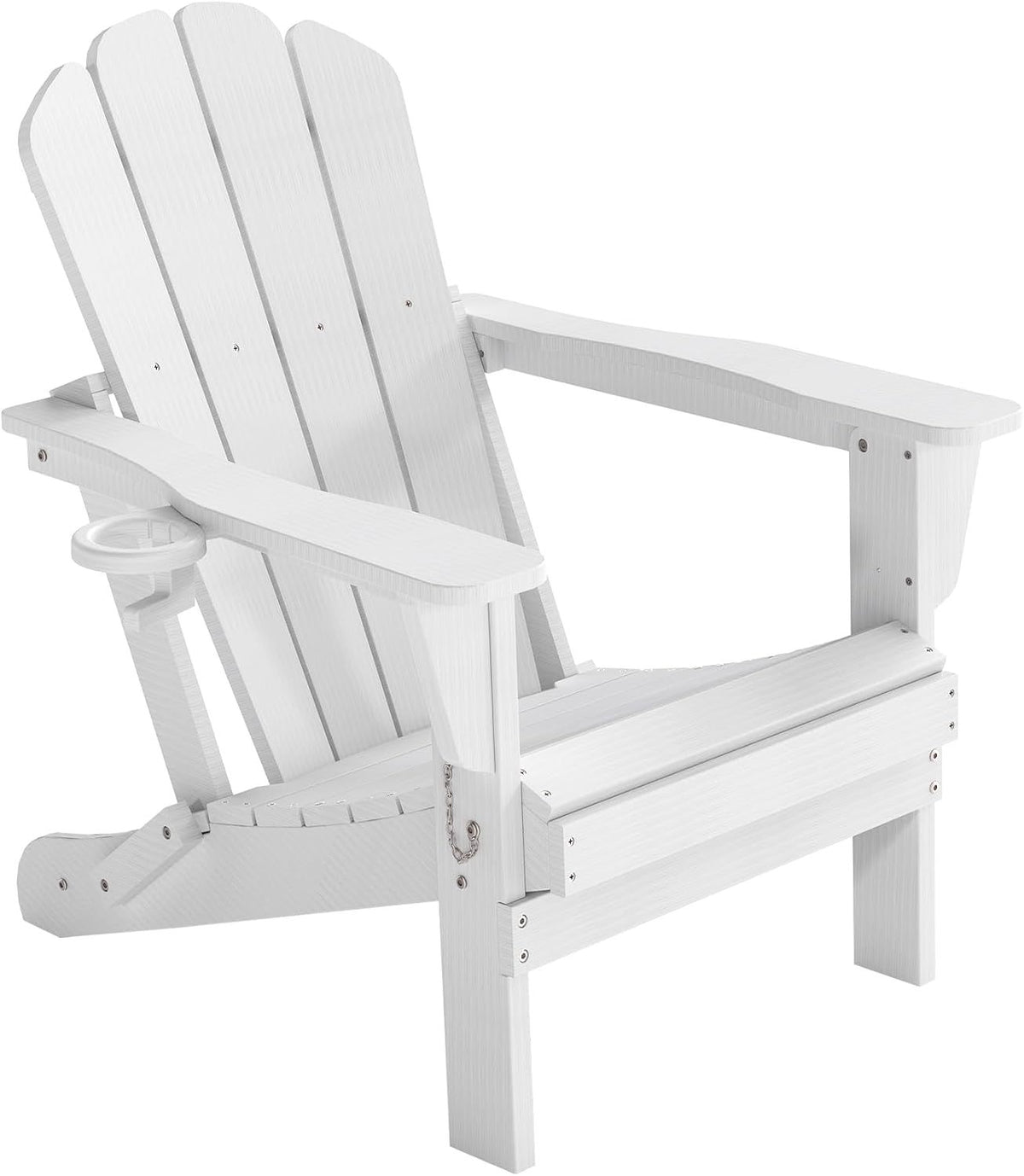 Adirondack Chair, Plastic Adirondack Chairs, HDPE Adirondack Chair, Folding Adirondack Chairs,Outdoor Chairs with Cup Holder for Lawn Patio Deck Fire Pit -White