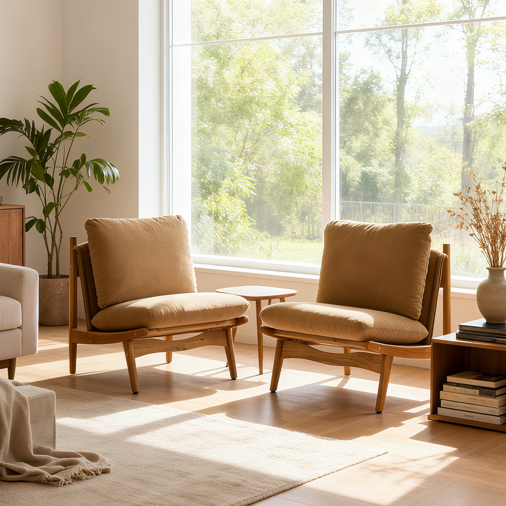 Scott Living Vista Accent Chair Mocha with Natural Wood Frame, Set of 2